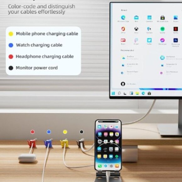 NEW CORD HOLDER, ADHESIVE CABLE ORGANIZER CLIPS 4 PACK - Picture 10 of 10